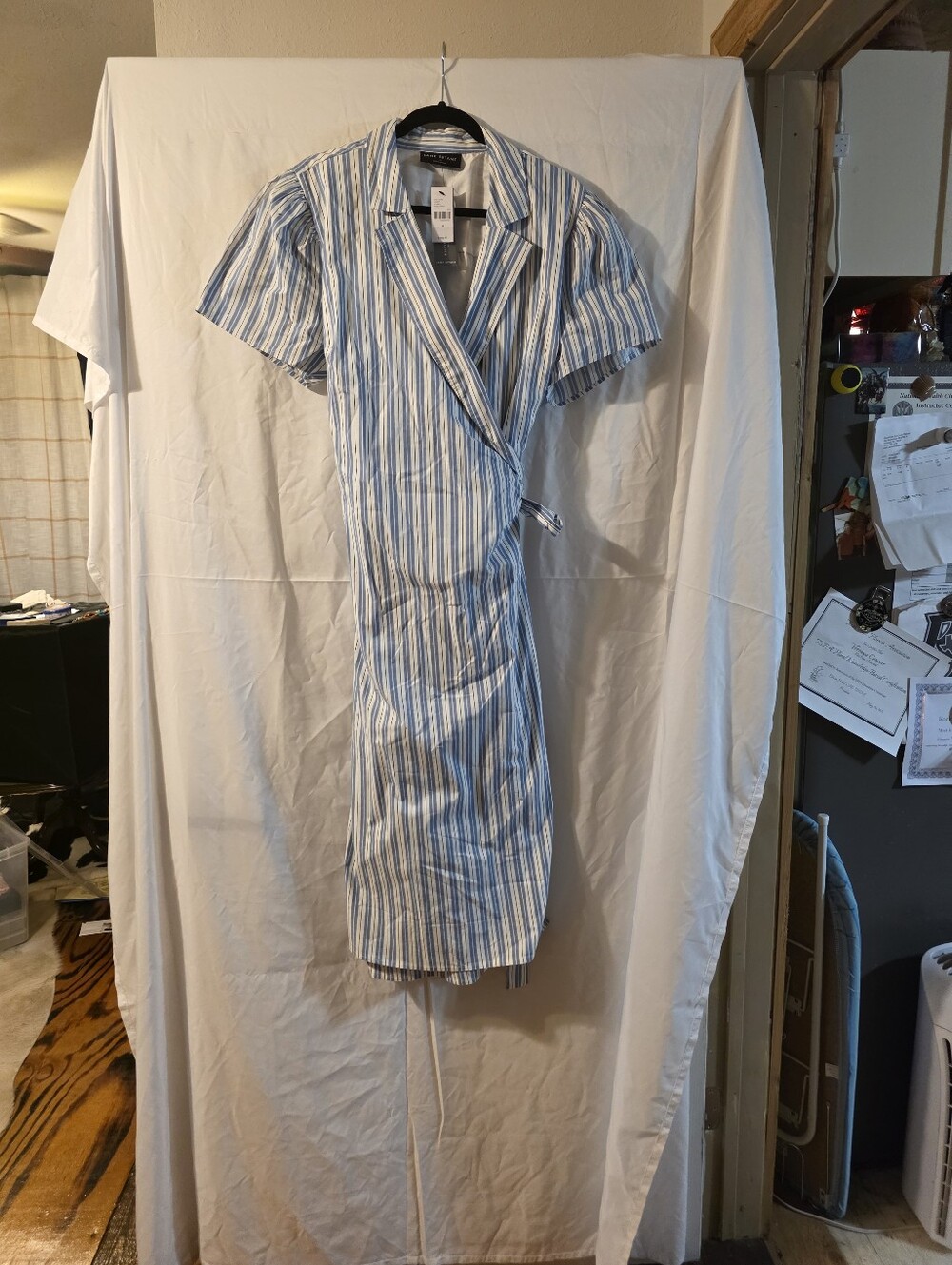 NWT Lane Bryant Blue and White Striped Wrap Midi Dress SZ 18 - Picture 4 of 6